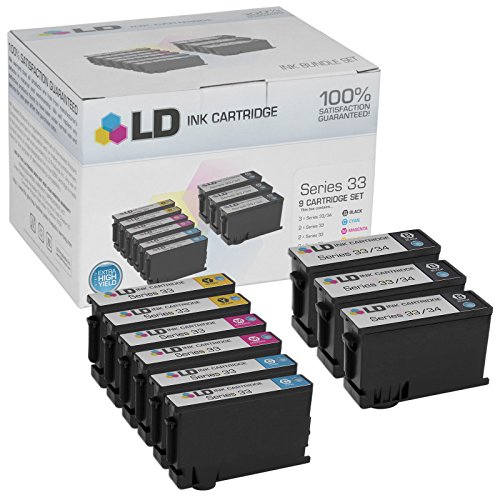 LD Compatible Ink Cartridge Replacement for Dell Series 33 & 34 Extra High Yield (3 Black, 2 Cyan, 2 Magenta, 2 Yellow, 9-Pack)