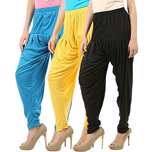Image of Buy That Trendz Patiala Pants for Women 3 Combo Womens Viscose Relaxed Pants Pack of 3