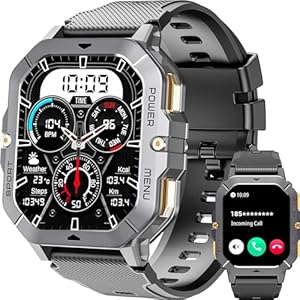 OUKITEL Smartwatch Herren, 2.02“HD Touchscreen Smart Watch mit Telefonfunktion, 5ATM Wasserdicht Fitnessuhr, 100+Sportmodi Sportuhr, 24 Std SpO2/Puls/Schlaf/Monitor Schrittzähler, Uhr für Android iOS