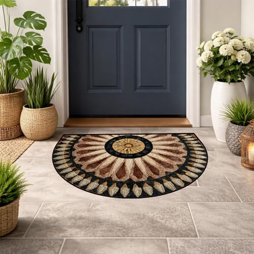 Tapete semicircular NYZE 61x91 cm flor lavable antideslizante miniatura 6