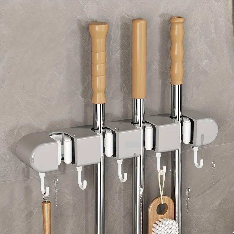 NISHIV Multifunctional Brooms and Mop Holder Wall Mounted, Brooms Hanger for Home Garden Garage and Storage 4 Racks with 5 Hooks Toilet and Bathroom Accessories, Household Item, Organizer Supplies (B0D2BCQN7T) Amazon Price History, Amazon Price Tracker
