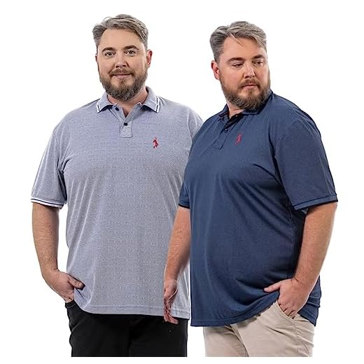 Kit 2 Camisa Polo Plus Size Masculina Piquet com Algodão John Pull