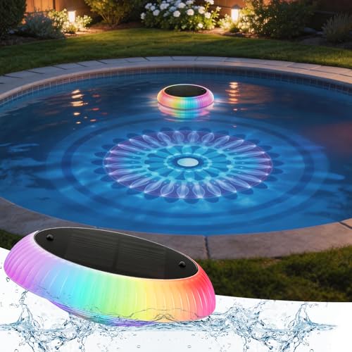 Image of Solar Floating Pool Lights, 6.5in 3200mAh RGB Up and Down Color Changing | 57 Modes, IP68, LED Floating Light for Inground /Above Ground Pool, Bathtub, Party, Decor