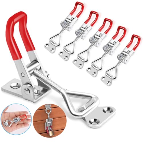 Image of Serplex 6 Pcs Toggle Clamp Latch With Lock Hole, Adjustable Latch, 330Lbs Holding Capacity, Heavy Duty Quick Release Pull Latch Toggle Clamp for Lid Jig, Cabinet, Tool Box Case