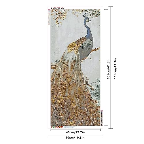 SHEGZHUC Large Diamond Painting Peacocks 50 x 110 cm Diamond Painting Round Square Blue Peacock Peacock Diamond Art Peacock Painting by Numbers Diamond Mosaic Animals Animal Print Rhinestone Sticker - Image 2