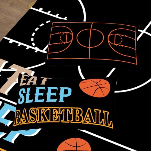 Image of Peopleareok Basketball Bedding Set Twin (68x86 Inch), 3D Printed Basketball Theme Comforter, Sport Bedding Set for Boys Kids, 2 Pieces Soft Microfiber Comforter Set for Boys with Pillowcase