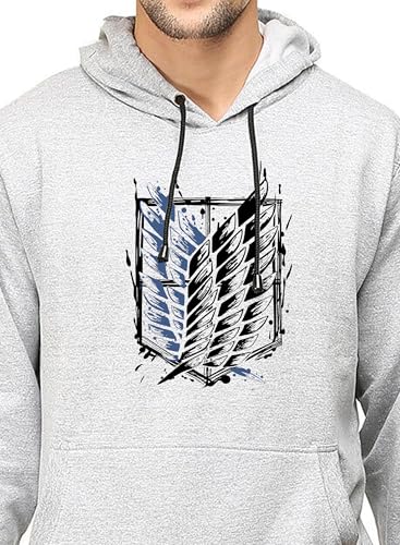 Image of Khakey Mens Cotton Hoodies | Cotton Sweatshirt with Hood | Attack on Titan Hoodies | Anime Hoodies for Men | P18