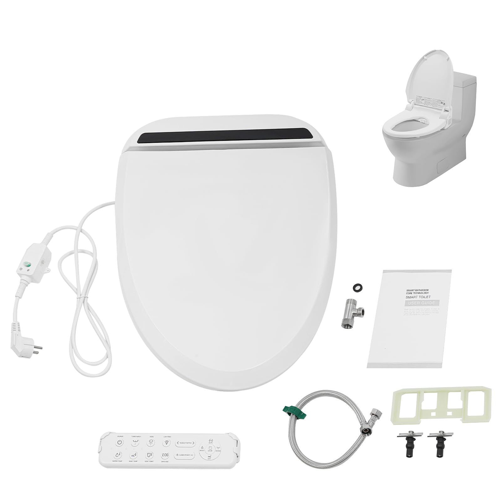 Tapa de inodoro, 1350 W, 220 V, asiento de bidé eléctrico con mando a distancia, turbo, lavado infantil, asiento de inodoro climatizado, IPX4