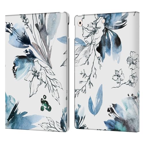 Étui portefeuille Haroulita pour iPad 10.2 en cuir avec motif pervenche