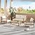 Christopher Knight Home Jamaia 4 Pieces Acacia Furniture Set, Patio Conversation Chat 2-Seat Sofa Set with Coffee Table, Outdoor Loveseat Chair Set for Garden Porch Backyard Balcony, Light Teak+Beige