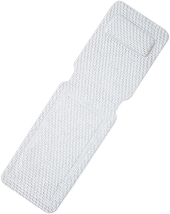 NOLITOY 1Pc Non Slip PVC Bathtub Mat with Suction Cups Shower Pad Soft Sponge Pillow Comfortable Corner Design for Safe Bathing White