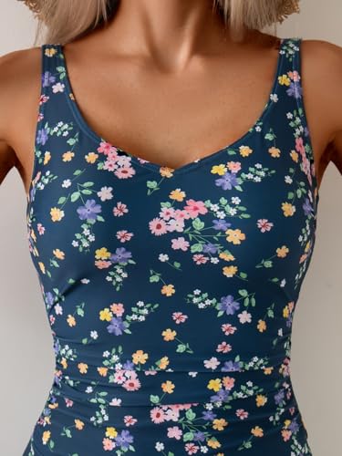 Image of Aidonger One Piece Swim Dress Swimsuits for Women Tummy Control Swimdress Skirt Bathing Suit