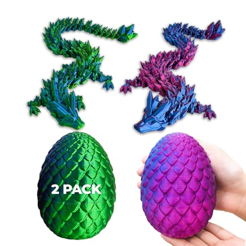 2 Pack 3D Printed Mystery Dragon Egg, 11 inches Mystical Dragon Egg with Dragon Inside, Large Dragon Egg Fidget Toy, Surprise Dragon Egg, Mythical Dragon Egg for Collectors, Gift for Fantasy Lovers