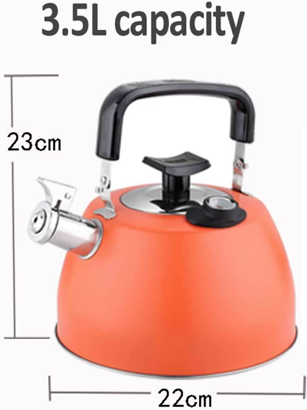 Czajnik Indukcja Czajnik Z Gwizdkiem Z Termometrem Czajnik Z Gwizdkiem Ze Stali Nierdzewnej 304 Wyświetlacz Temperatury Wody Czajnik Dźwiękowy Czajnik 3,5l Czajnik Na Kuchenkę (Color : Oranje, Size