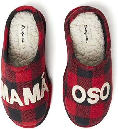 Dearfoams Women's Mama Bear 2021 Retired Colors Slipper, Red Mamá OSO, Medium | Image 1