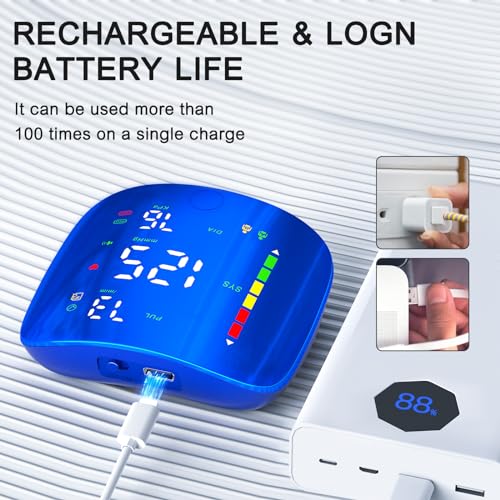 Wrist Blood Pressure Monitor with Led Touch Screen -Adjustable Wrist Blood Pressure Cuff from 5.1 inches to 9.3 inches,Rechargeable Wrist Bp Monitor with 99x2 Reading Memory and Carrying Case(Blue) - 5