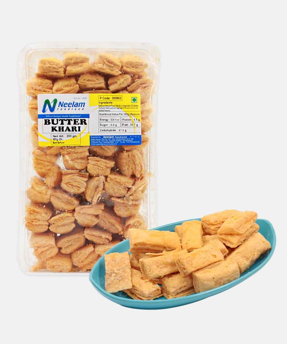 Neelam Foodland Butter Khari Crunchy & Flaky Salted Tea-Time Treat, Baked Crispy Puff Pastry Snacks for Tea Time 400GM-image-43