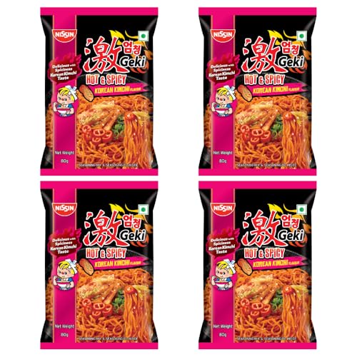 Geki Hot & Spicy Instant Noodles Korean Kimchi Flavour, 80 Grams (Pack Of 4) (B0CVL5C56Z) Amazon Price History, Amazon Price Tracker
