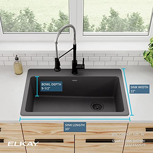 Elkay Quartz Classic Elg13322Gy0 Dusk Gray Single Bowl Top Mount Sink #TOP3