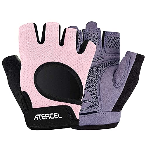 ATERCEL Weight Lifting Gloves Full Palm Protection, Workout Gloves for Gym, Cycling, Exercise, Breathable, Super Lightweight for Men and Women(Pink, X-Large) by ATERCEL - Used condition - US$9.69