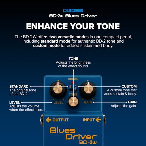 Image of BOSS BD-2W Blues Driver | Premium Waza Craft Guitar Effect Pedal with Analog Circuitry | True Reproduction of the Legendary BD-2 Blues Driver | Standard & Custom Playing Modes | 5-Year Warranty