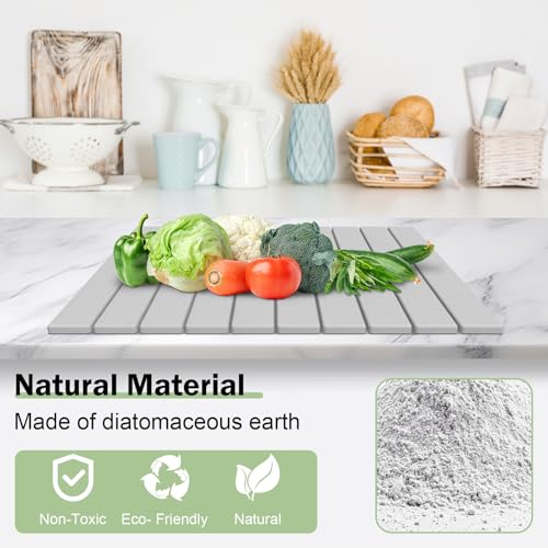 Stone Dish Drying Mat for Kitchen Counter,24"(L)×16"(W) Collapsible Fast-Drying Diatomaceous Earth Mats with Towel Sanding Tool,Versatile Stone Drying Mats for Cups Dishes Bottles by Cecnamt - Used condition - Image 3