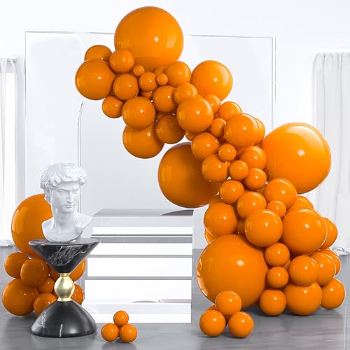 Image of PartyWoo Burnt Orange Balloons 130pcs Different Sizes of 18 12 10 5 Inch Terracotta Rust Fall Color Autumn Boho Balloon Arch Kit Garland for Thanksgiving Halloween Fall Party Decorations Orange-F53