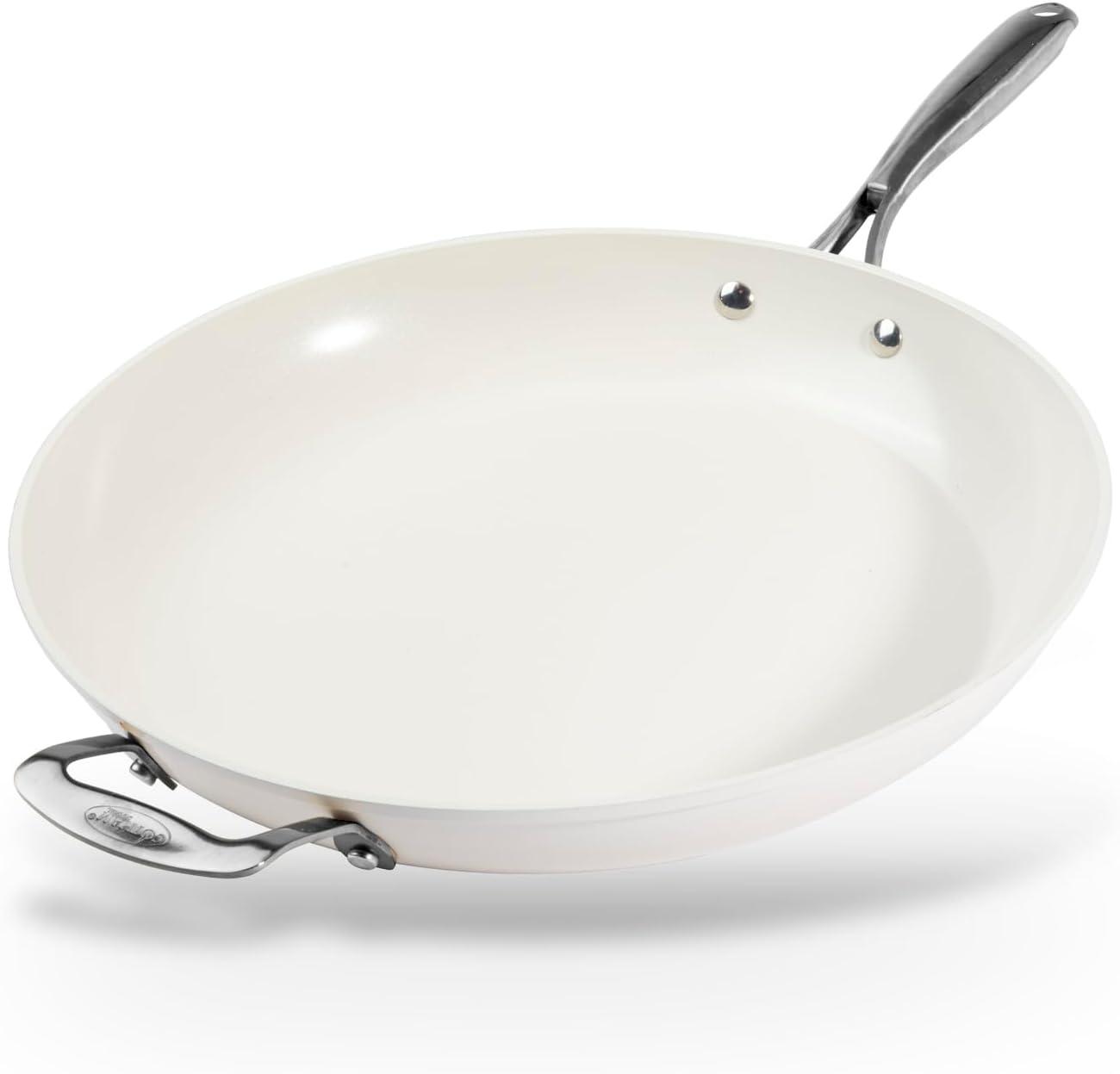 GOTHAM STEEL 14 Inch Non Stick Frying Pans Large Nonstick Cooking Pan, Nonstick Skillet, Non Stick Pan, 100% PFOA Free Ceramic Pan for Cooking, Dishwasher Safe, Cream White