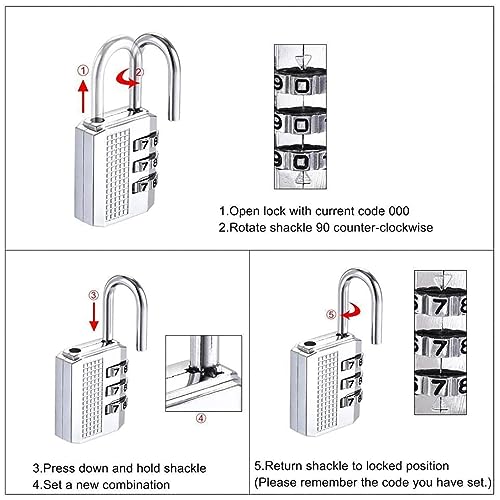 Image of Tiny Deal Digit Number Lock Small Bag Lock Travel, Luggage Resettable Password Locks Combination Padlock Pack of 2