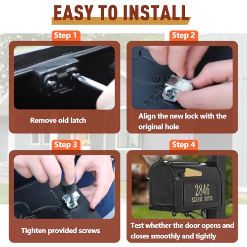 4 Pcs Mailbox Replacement Roller Catch Latch with 8 Screws Hardware, Heavy Duty Roller Wheel Spring Door Catch Latch for Mailbox, Cabinet, RV, and Kitchen Doors