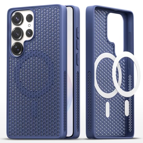 Image of Pikkme Back Cover for Samsung S26 Ultra 5G | Honeycomb Cooling Design | Silicone Heat Dissipation | Mag-Safe Compatible | Shockproof Camera Protection Bumper Case (Blue)