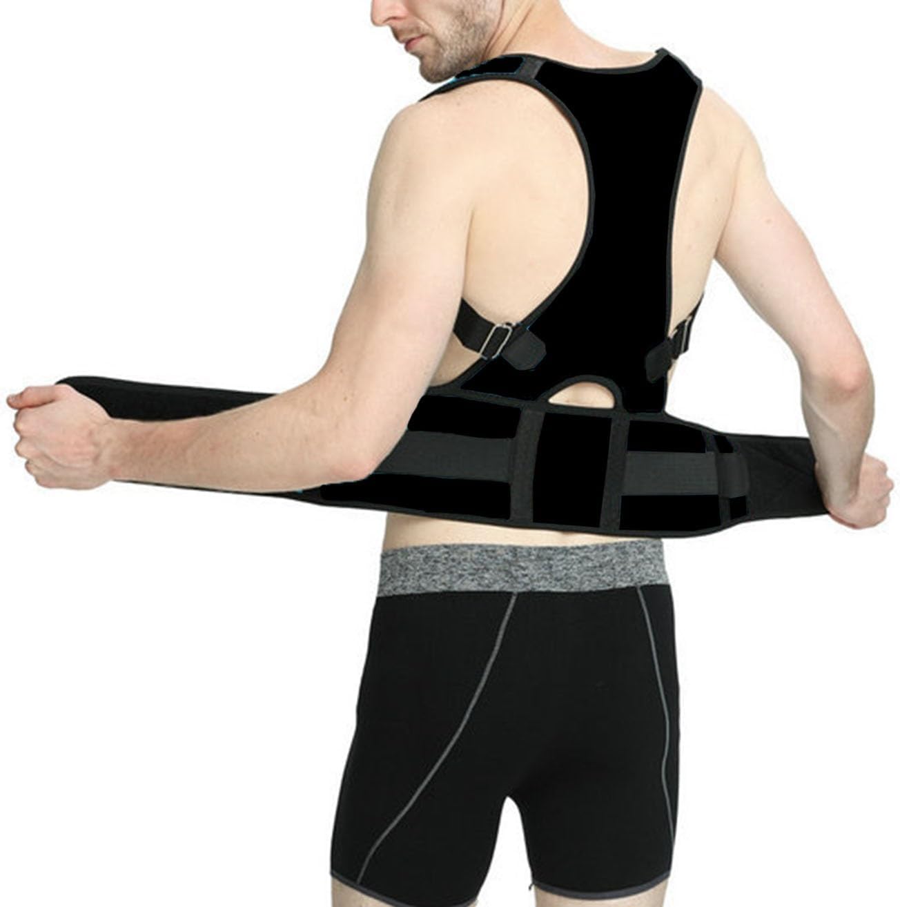 Magnetic Therapy Back Brace Posture Corrector Corset Waist Trainer Vest Body Shaper for Men Women Spinal Neck Shoulder Full Back Support Belt (Color : Black, Size : L/Large)