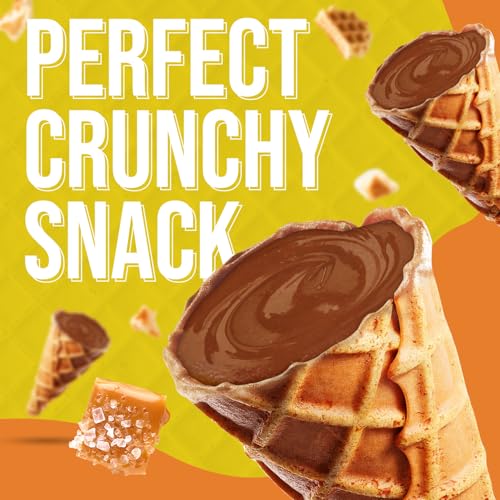 BeeMax Tiny Bites Sea Salt Caramel Mini Waffle Cones - 4.24 oz Bag (Pack of 2) - Blend of Crispy Golden Waffle Cones & Belgian Milk Chocolate Bliss - Bite-Size Snack for Dessert or Ice Cream Toppings