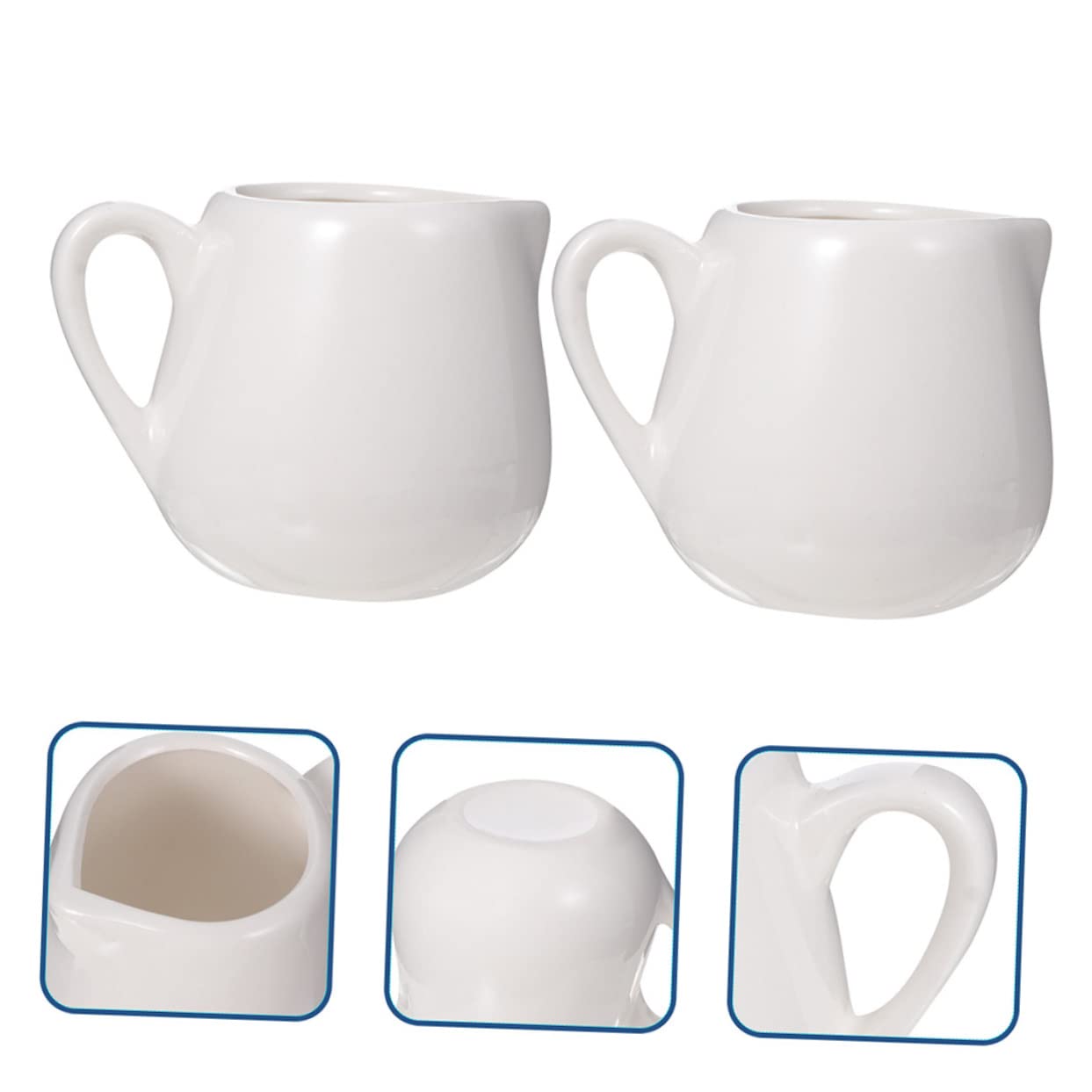 DECHOUS 4pcs Ceramic Jugs with Handle Multi-purpose Sauce Jugs for Home and Restaurant Use Stable Base for Sauces and Condiments Capacity