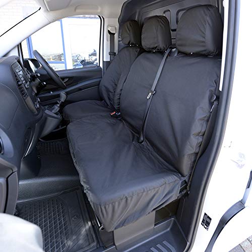 My Van Seat Covers | To Fit Mercedes Vito Seat Covers 2014 Onwards | Tailored Heavy Duty Waterproof | Front (Single/Double NO Split Passenger Seat) Black - MVSC382B - Image 7