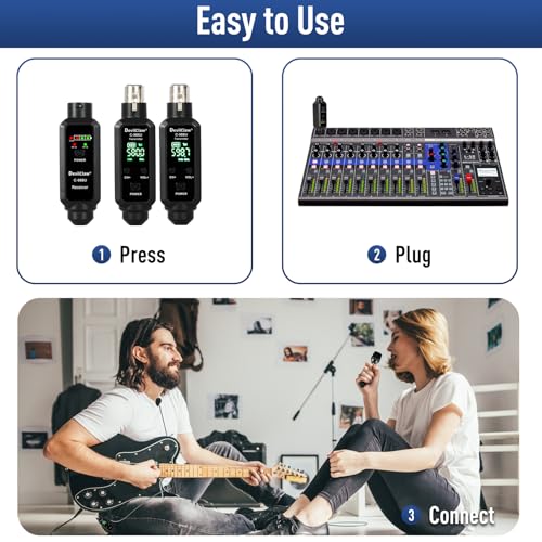 Devilclaw Wireless Guitar System Dual Transmitter with Microphone, Electric Guitar Accessories, 260ft Range, Plug and Play Wireless Audio Transmitter and Receiver for Bass Guitar