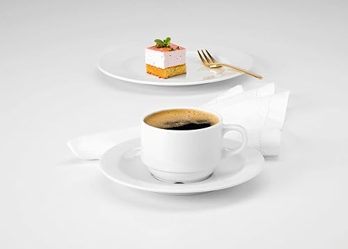 Miniatura 4 de Meran - Vajilla comercial, platillo de café y té de porcelana, color blanco, 6.4 pulgadas, juego de 6