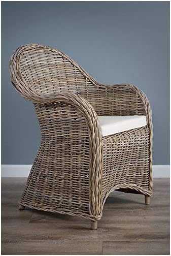 UK Ltd - Natural Wicker Grey Riviera Chair | Natural Kubu Grey Wicker | Width 65cm x Depth 65cm x Height 90cm