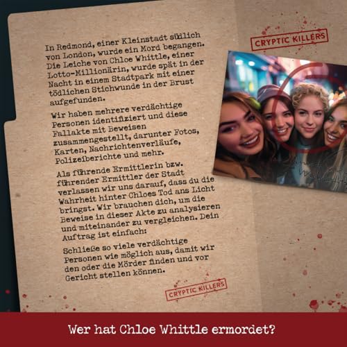 Stadtkrimis Exit Escape Stadtführung Cryptic Killers Detektivspiel - Cold Case - Mordfall lösen Spiel – Krimispiel für Erwachsene – Kriminalfälle lösen - Mord an Einer Millionärin