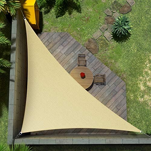 Amgo 18' x 18' x 22.5' Beige Right Triangle Sun Shade Sail Canopy Awning Cloth AGTAPRT18 - UV Blockage, Water & Air Permeable, Heavy Duty Commercial Grade, Outdoor Patio Garden (We Make Custom Size)