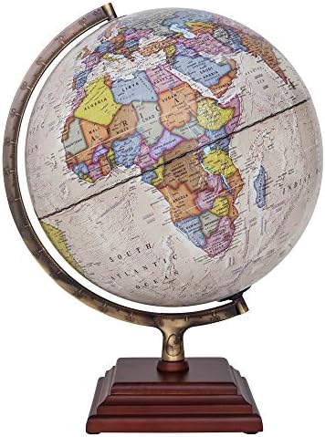 Waypoint Geographic Atlantic Illuminated 12" Globe with Stand - Over 4, 000 Up-To-Date points of Interest - Wood 3-Step Style Stand & Politically Styled World Globe for Home, Office & Classroom