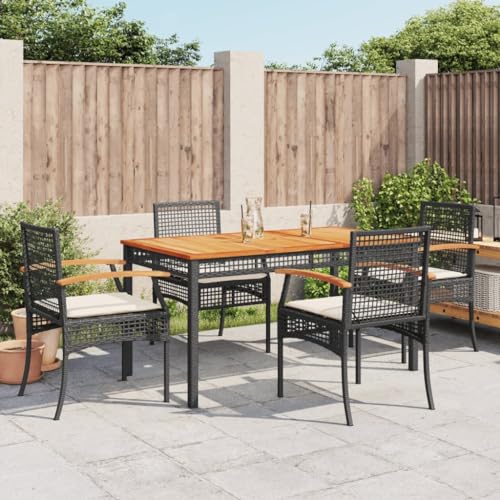 Vetnasa Set de Muebles jardín 5 pzas con Cojines ratán sintético Negro Mobiliario, Muebles de jardín, Conjuntos de jardín Negro 40,8 KG