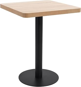 Elegant Bistro Table with Wood Grain MDF Top & Steel Base - Light Brown & Black - 60x60x75 cm Model286430