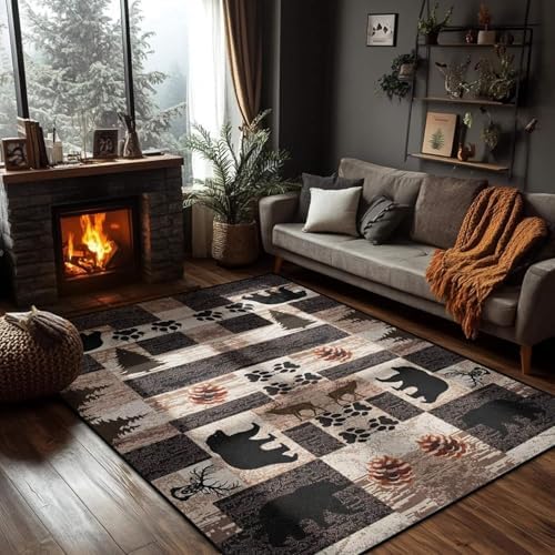 Amazon.com: Fouiunler Rustic Lodge Cabin Area Rug 3x4ft Native Western ...