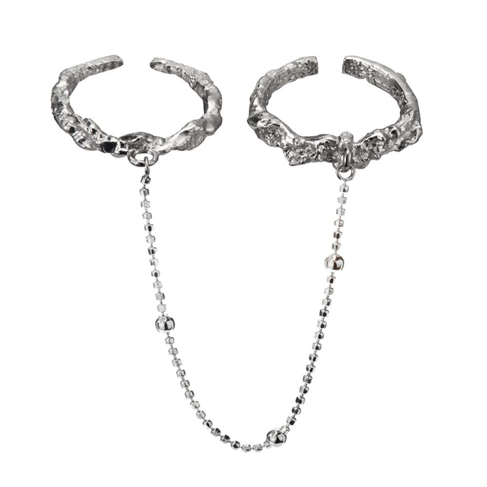HGJH Ring Silber 925 Damen, 925 Sterling Silber Ringe Doppelring Die Kette Verstellbare Ringe Punk Retro Verstellbare Sterling Versprechen Ringe Geschenke Für Männer Mädchen Frau Ewigkeitsringe