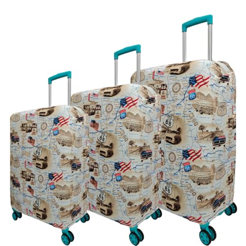 Image of Printed Luggage Cover for Traveling Bag & Suitcase - Stretchable & Scratchproof Trolley Protector with Velcro Lock & Lightweight Washable Material(Suitcase Bag Not Included, Only Cover in Product)