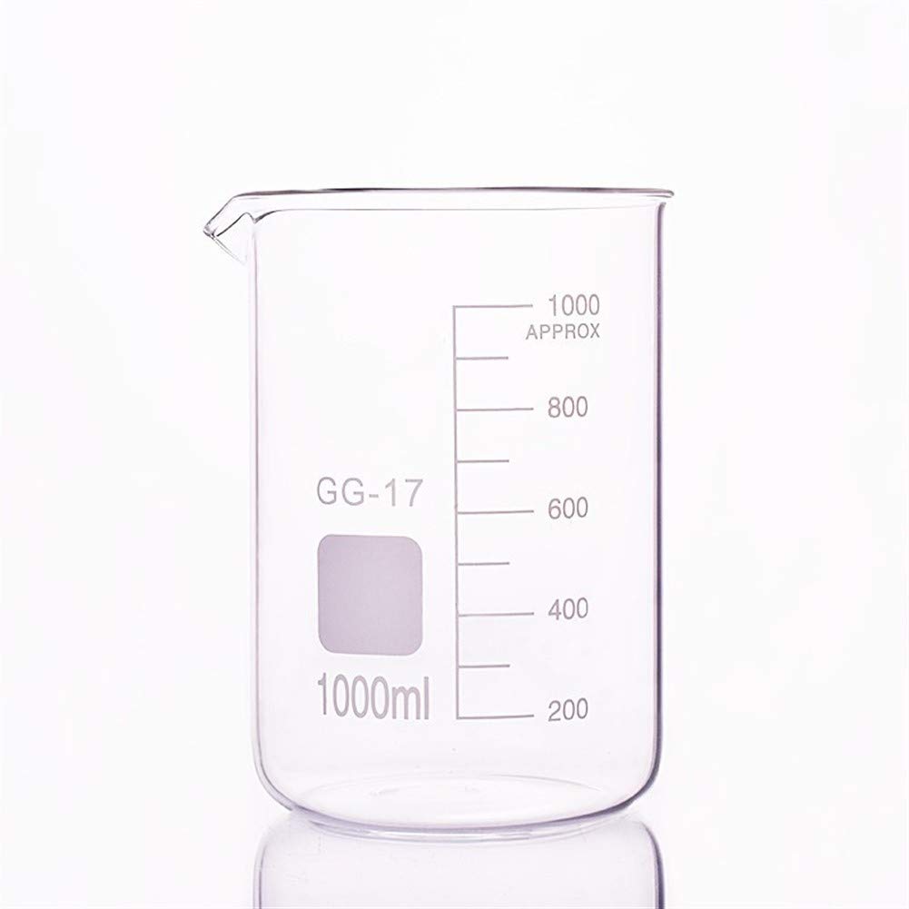 HMTE Vaso de Vidrio en Forma Baja, Capacidad 1000 ml, Diámetro Exterior = 105 mm, Altura = 145 mm, Vaso de precipitados de Laboratorio (Capacidad: 1000 ml) (1000 ml)