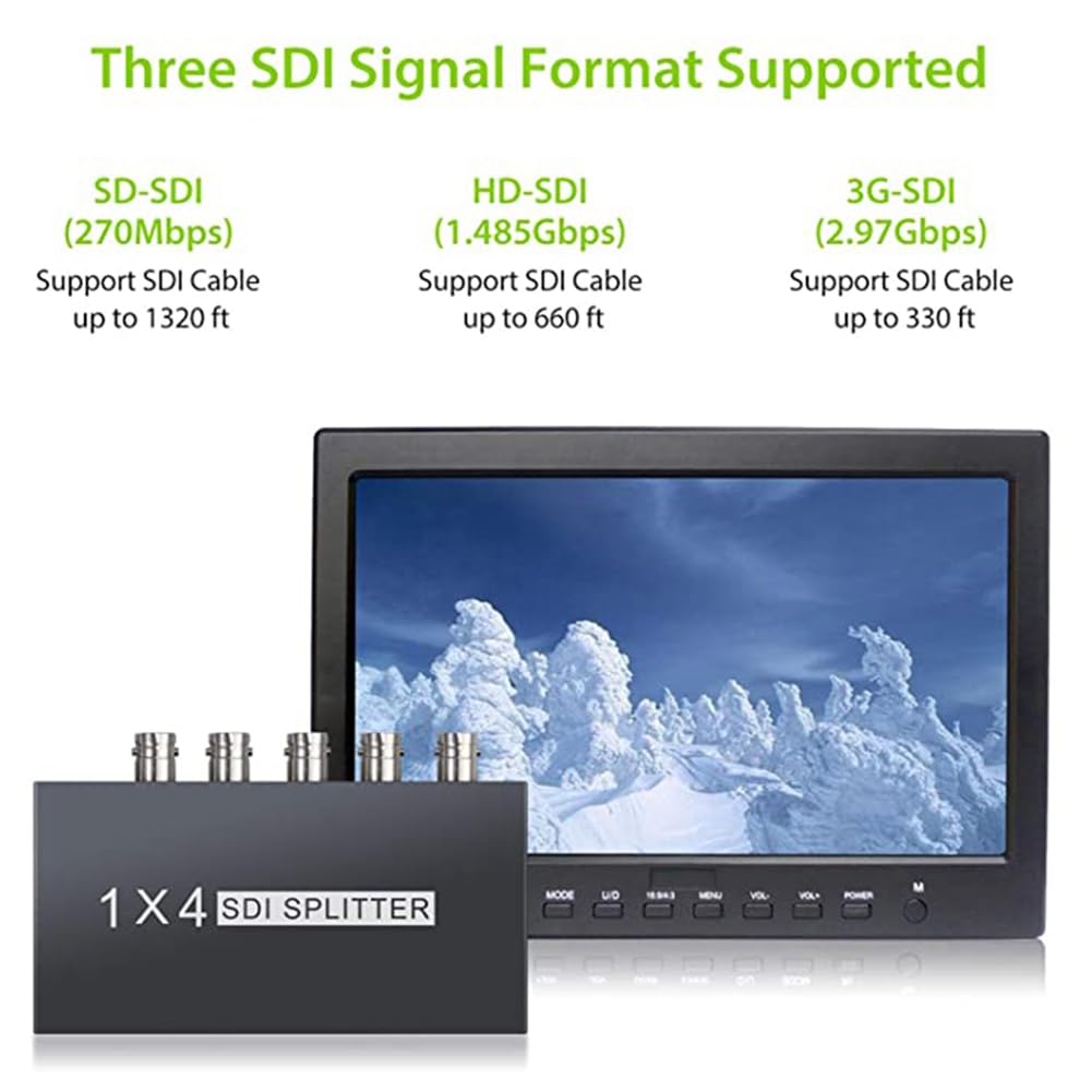 Répartiteur SDI Numérique 1X4 Répartiteur Multimédia Adaptateur D'Extension SDI avec Vidéo TV 1080P pour Projecteurs, Prise Moniteur-UE Facile à Utiliser