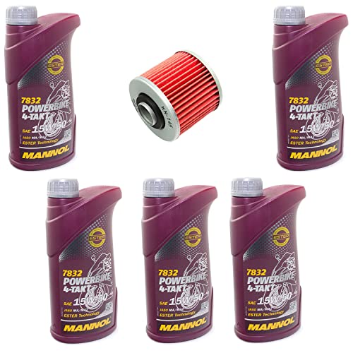 Motoröl Set 15W50 5 Liter + Ölfilter KN145 für Aprilia Pegaso 650 Factory 2009-2013