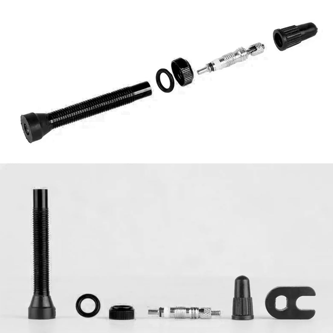 Steli Valvola Tubeless 40mm in Lega, Kit Completo con Strumento Rimozione Nucleo Value e Cappucci (Coppia)